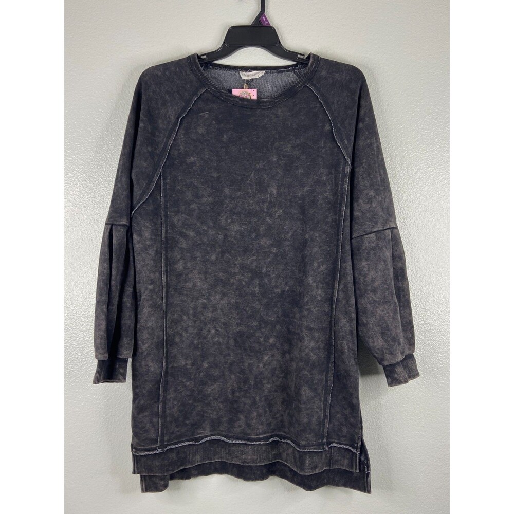 New In Collection Women Large Black Tunic Dress Mini Sweatshirt Comfort Casual